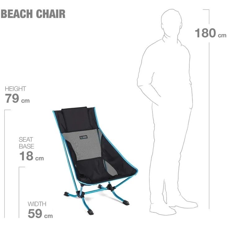 Helinox Beach Chair - Campingstoel - Zwart / Cyan Blue - Afbeelding 8